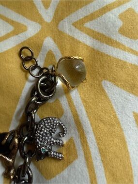 Crystal Elephant Charm Bracelet Pendant in Gold and Gunmetal